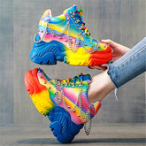 Spike Studded Acid Rainbow Sneakers